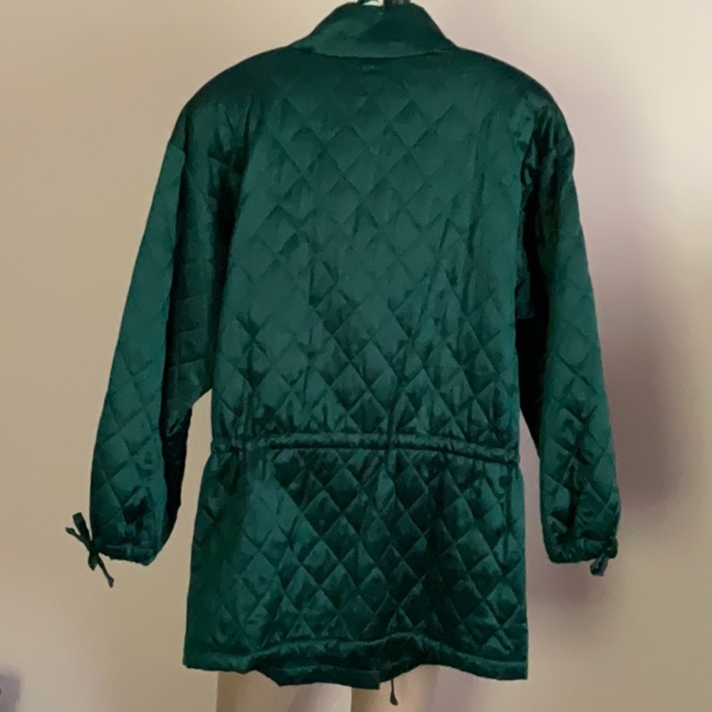 Silk Quilted Anorak Jacket Deep Forest Green NWOT - Picture 5 of 9